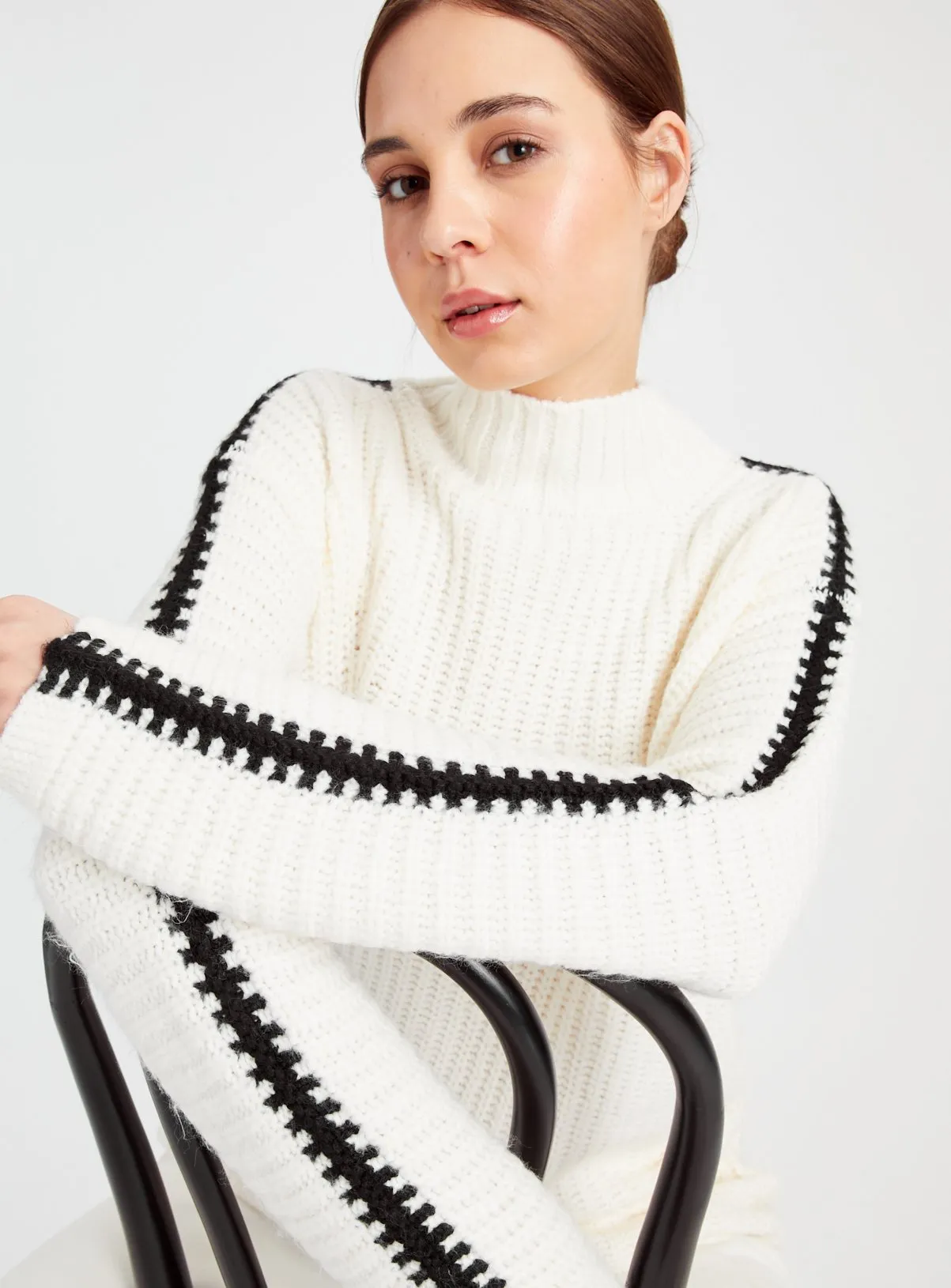 Cream Contrast Blanket Stitch Knitted Jumper - Tu Clothing €24 - Shop Now