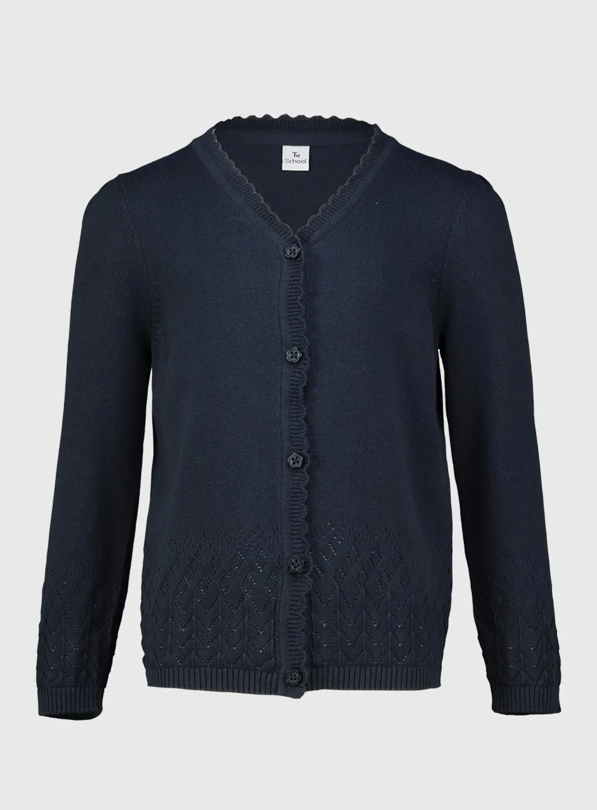 Shop Dark Navy Pointelle Knit Cardigan 11 years | Girls Jumpers and Cardigans | Tu