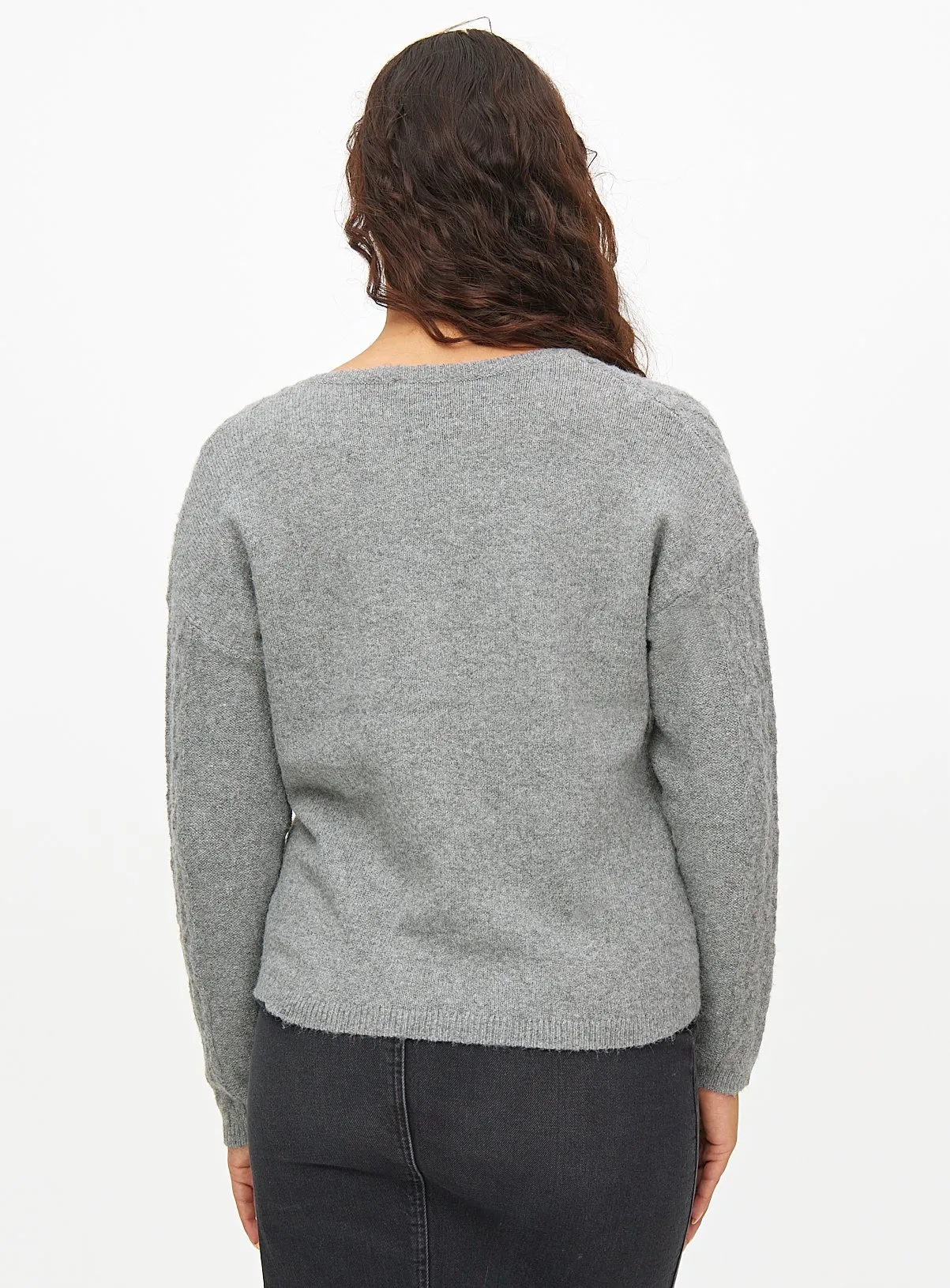 Grey Cable Knit V Neck Jumper | Shop Now at Tu Clothing