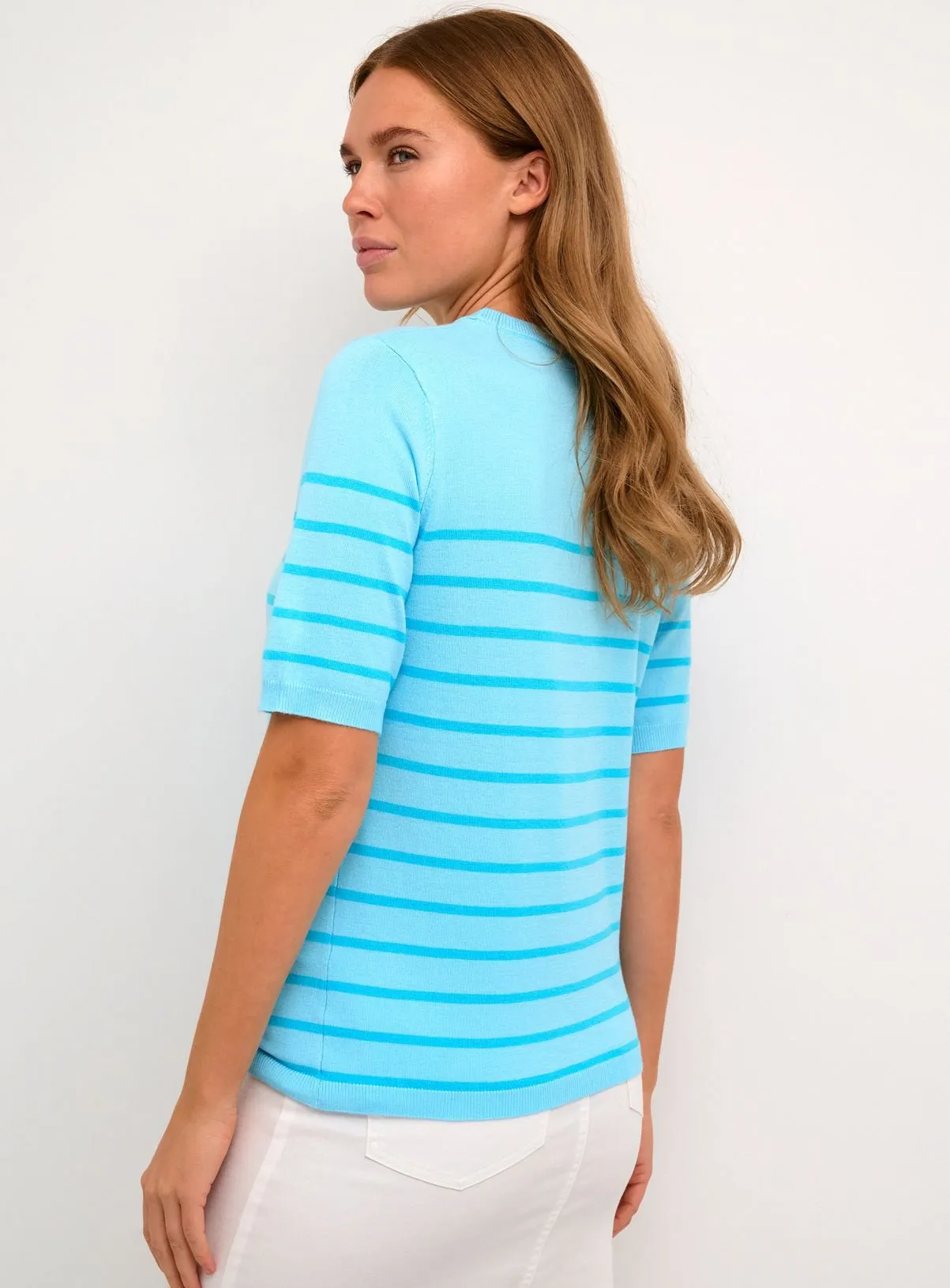 KAFFE Lizza Blue XL Short Sleeve Striped Pullover - Shop Jumpers at Tu