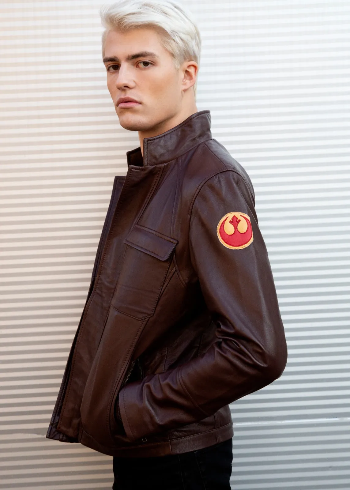 Buy Mens Poe Dameron Rebel Alliance Pilot Brown Leather Jacket