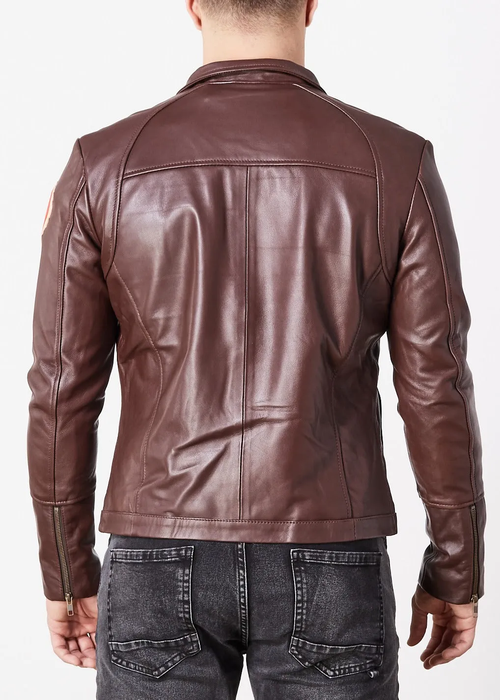 Buy Mens Poe Dameron Rebel Alliance Pilot Brown Leather Jacket