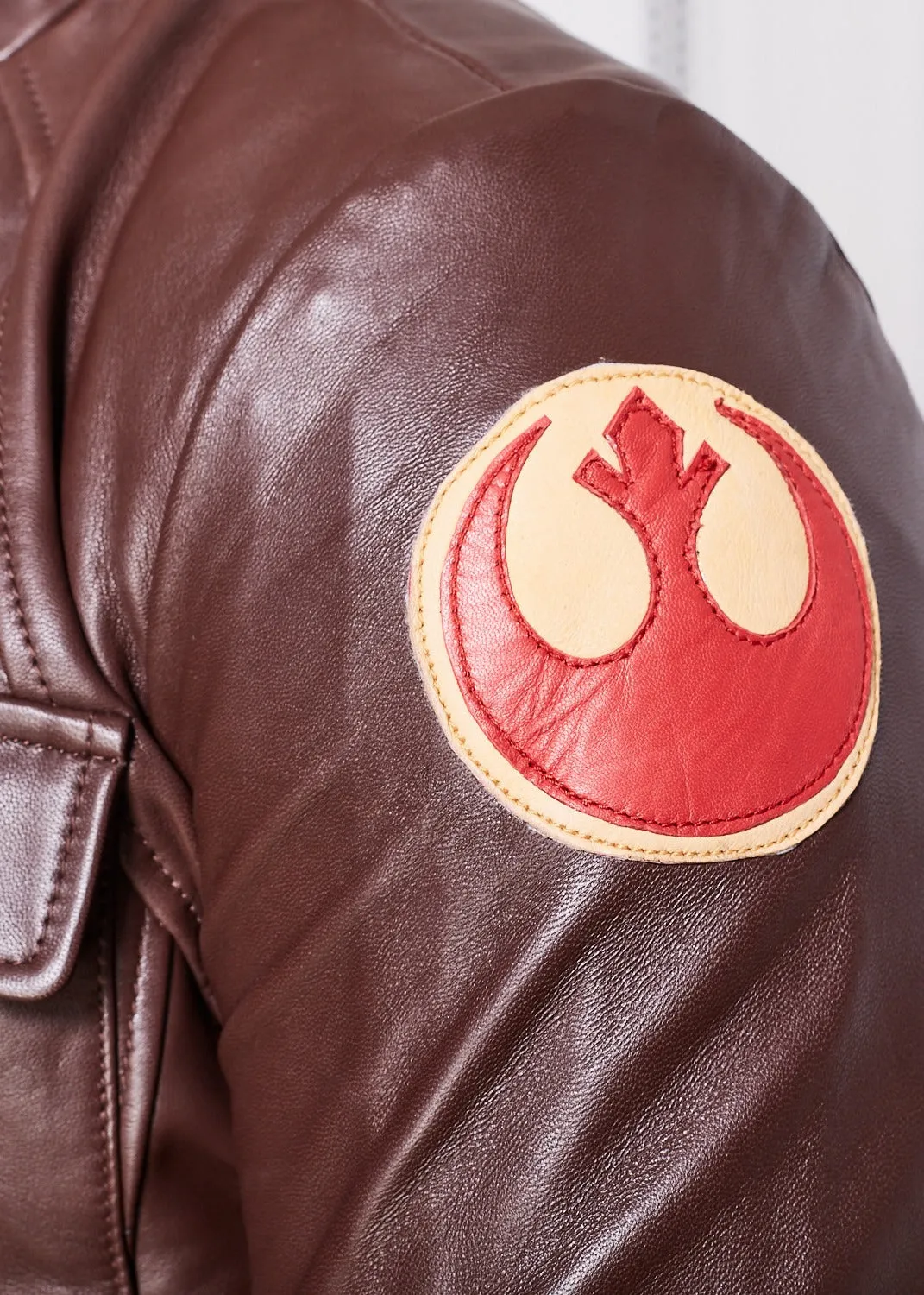 Buy Mens Poe Dameron Rebel Alliance Pilot Brown Leather Jacket