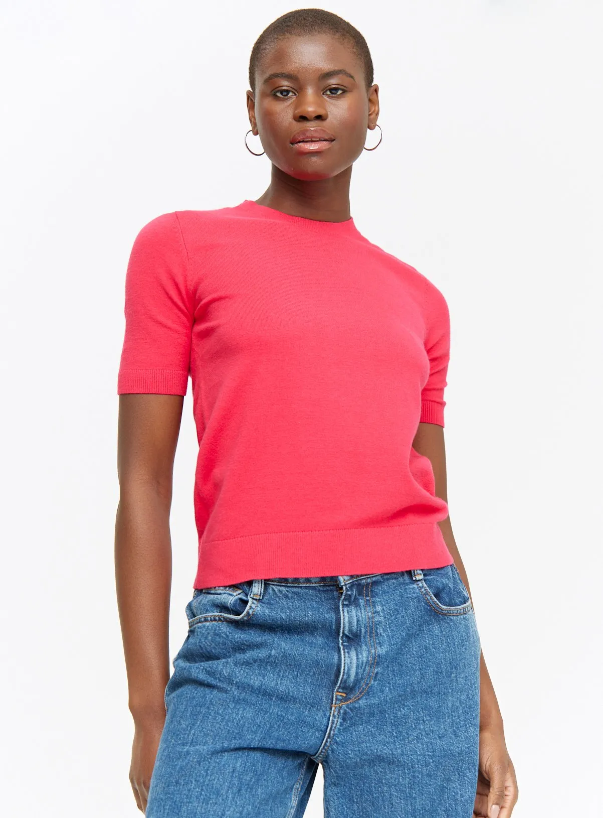 Pink Soft Touch Short Sleeve Jumper, Size 24 - Shop Jumpers at Tu