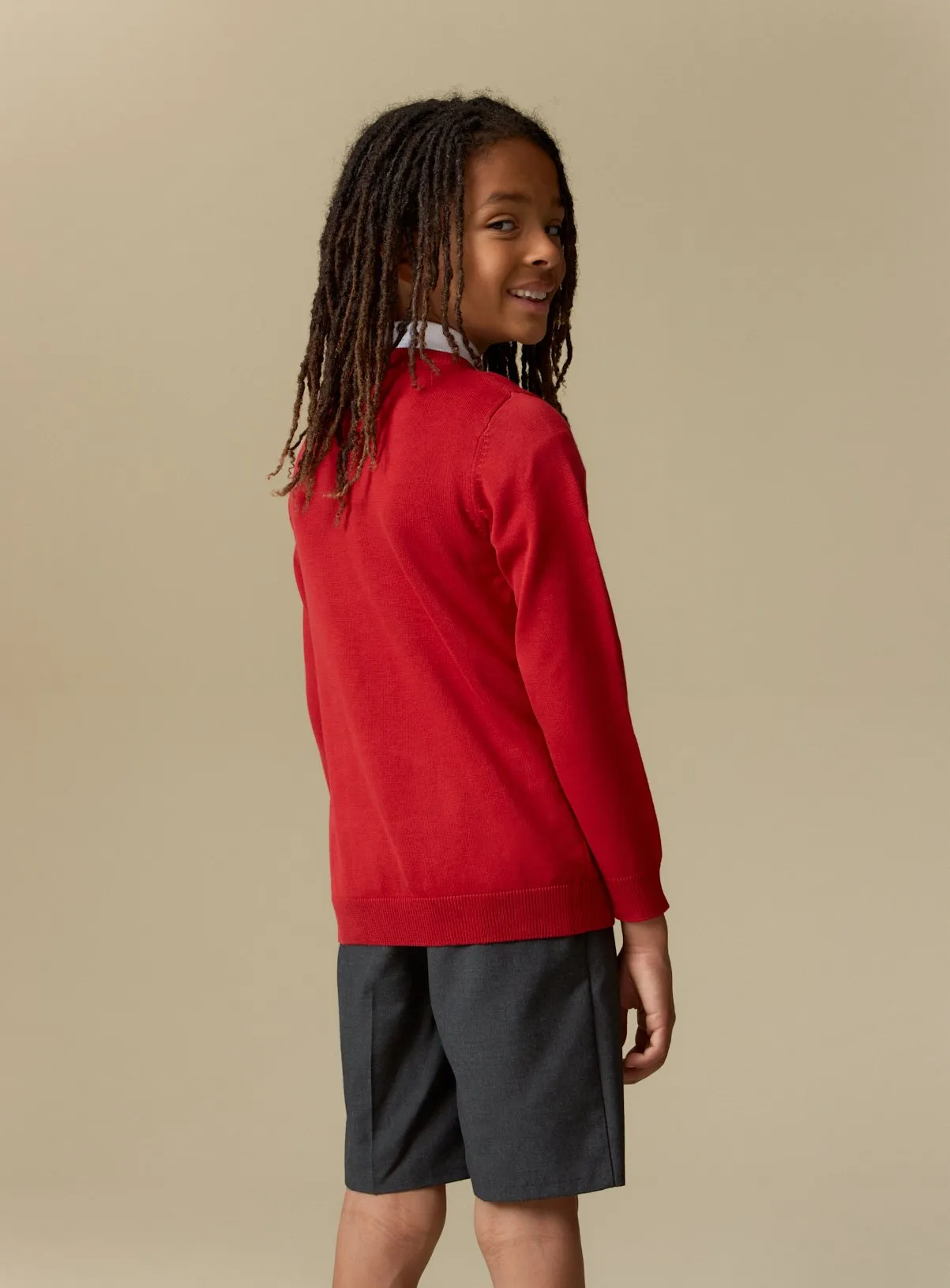 Red Unisex V-Neck School Jumpers & Sweatshirts 10 Years - 2 Pack | Tu