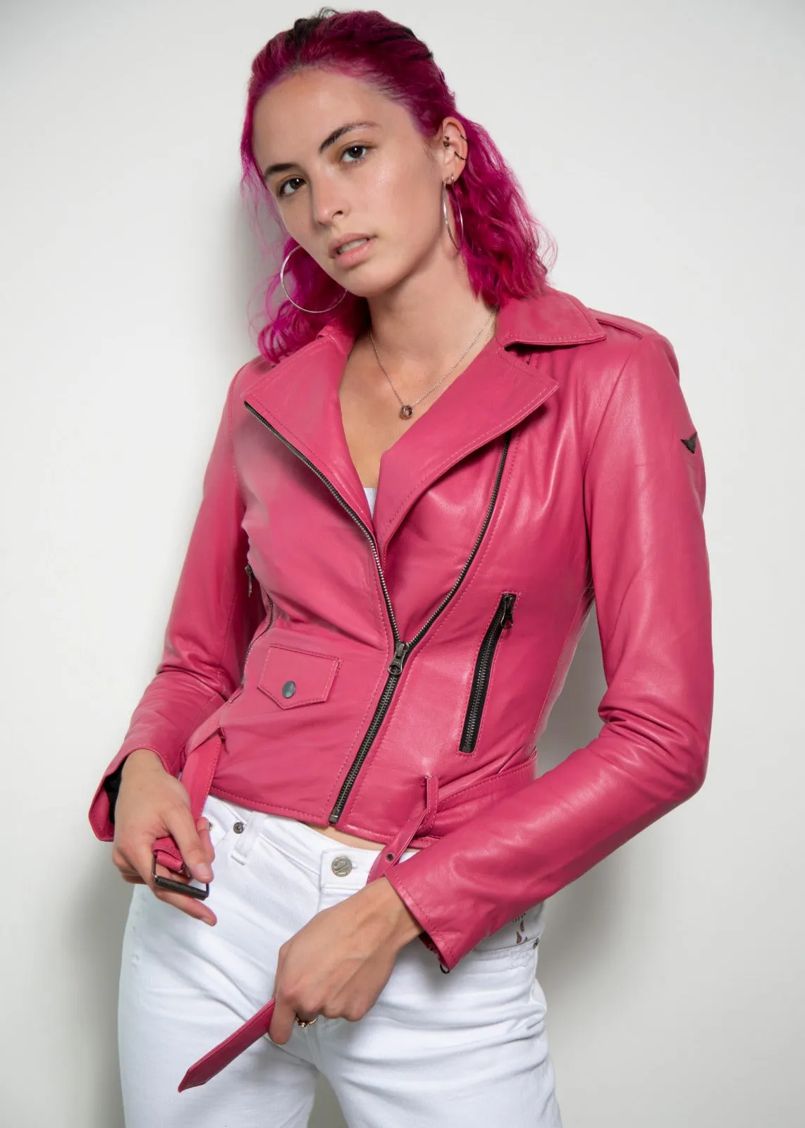 Buy Womens Barbie Leather Jacket Mattel Pink Vegan Or Real