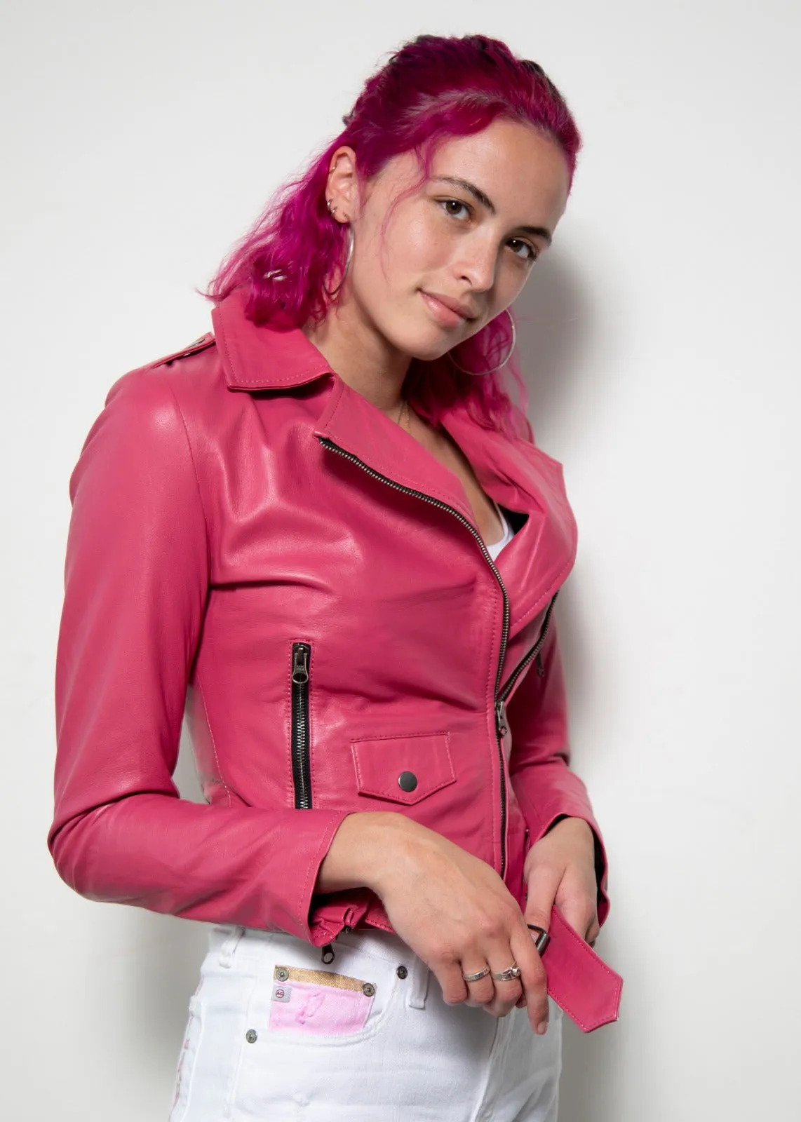 Buy Womens Barbie Leather Jacket Mattel Pink Vegan Or Real