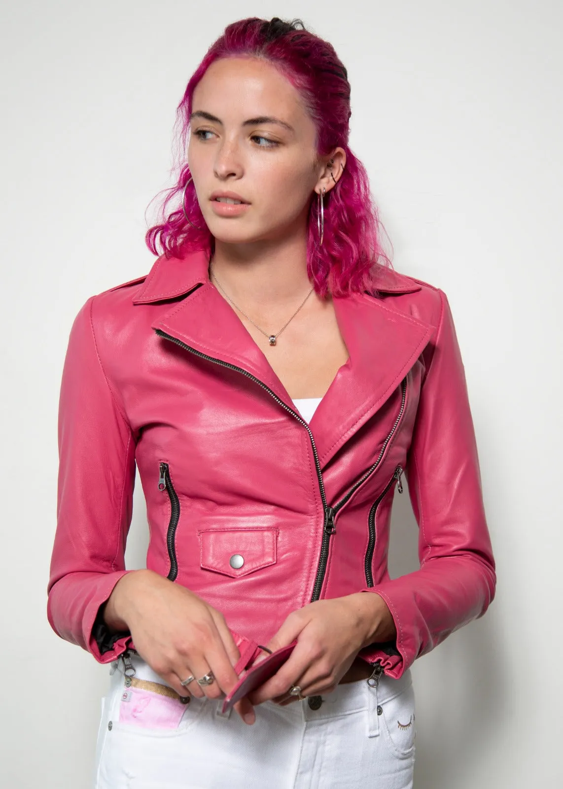 Buy Womens Barbie Leather Jacket Mattel Pink Vegan Or Real