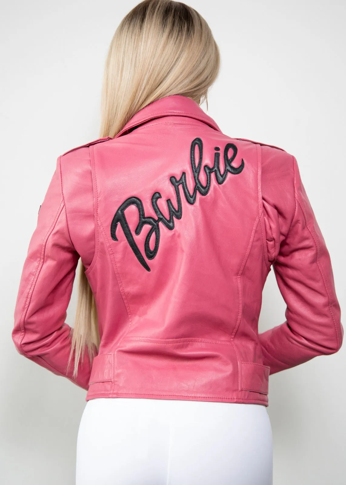 Buy Womens Barbie Leather Jacket Mattel Pink Vegan Or Real