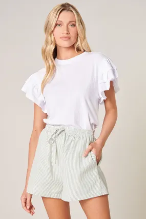 Callie Cotton Knit Ruffle Sleeve Top