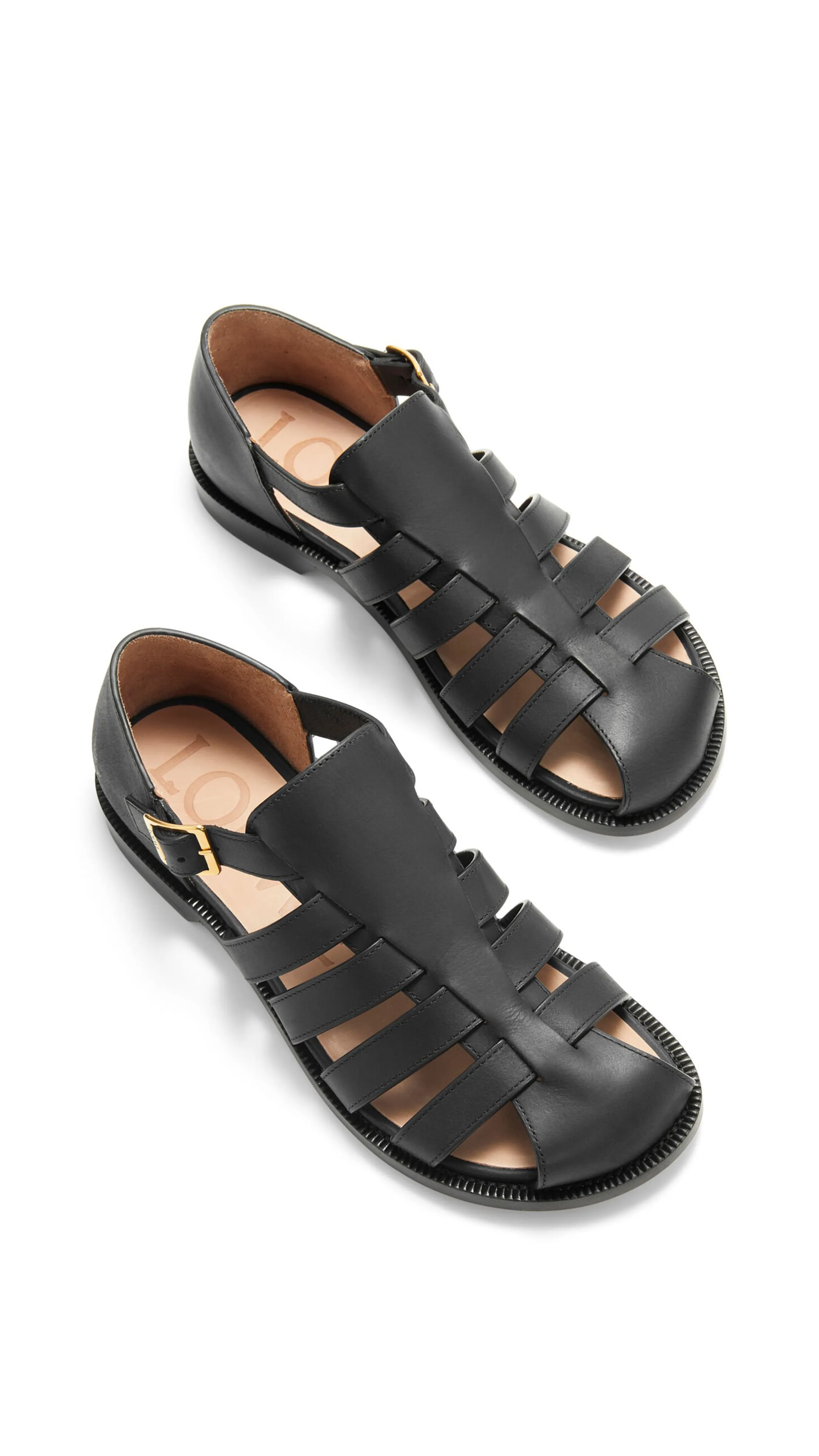 Black Waxed Calfskin Campo Sandals