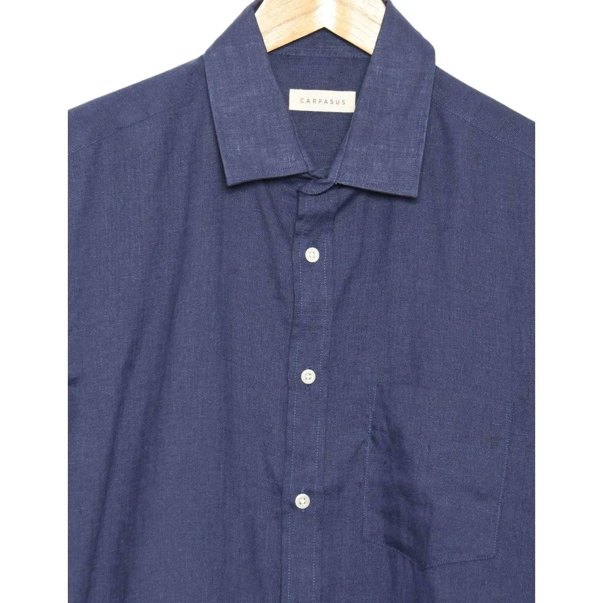 Carpasus Navy Linen Short Shirt Lido