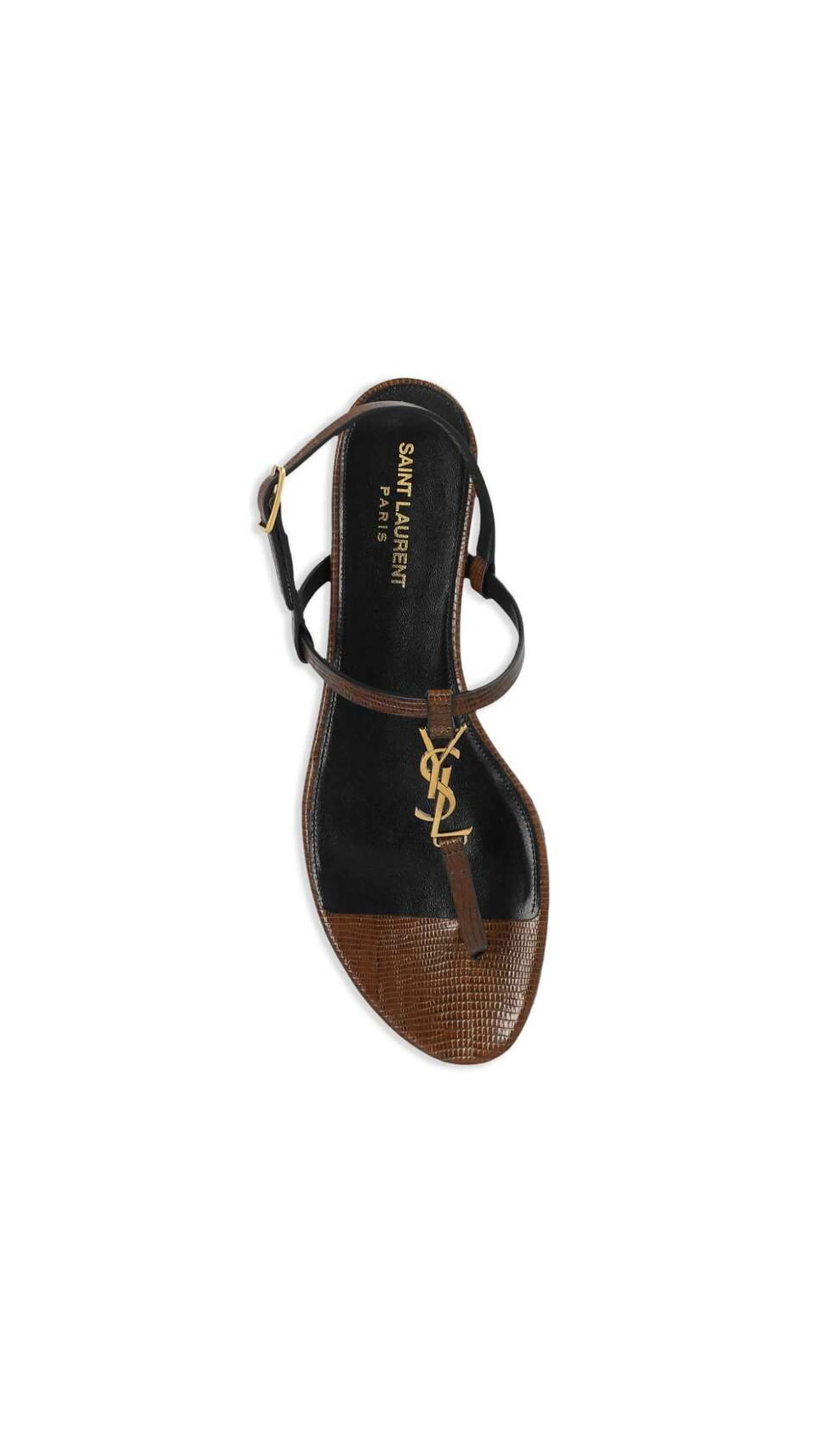 Brown Lizard Embossed Leather Cassandre Sandals