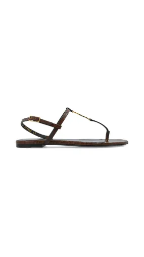 Brown Lizard Embossed Leather Cassandre Sandals