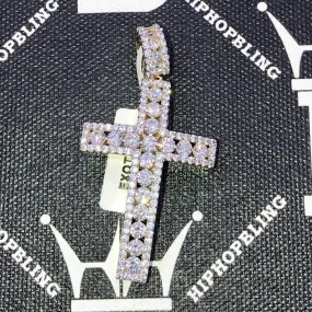 Channel Set Cross CZ Hip Hop Bling Bling Pendant