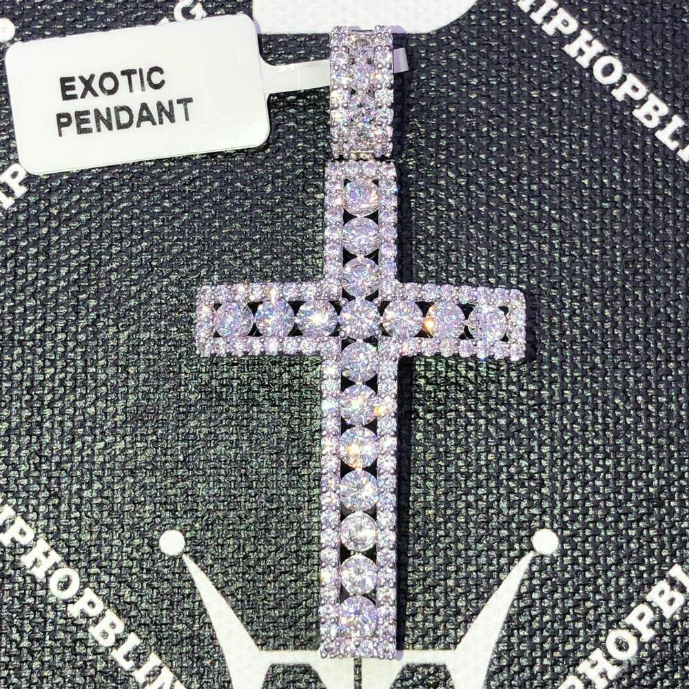 Channel Set Cross CZ Hip Hop Bling Bling Pendant