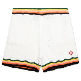 White Multi Chevron Lace Shorts