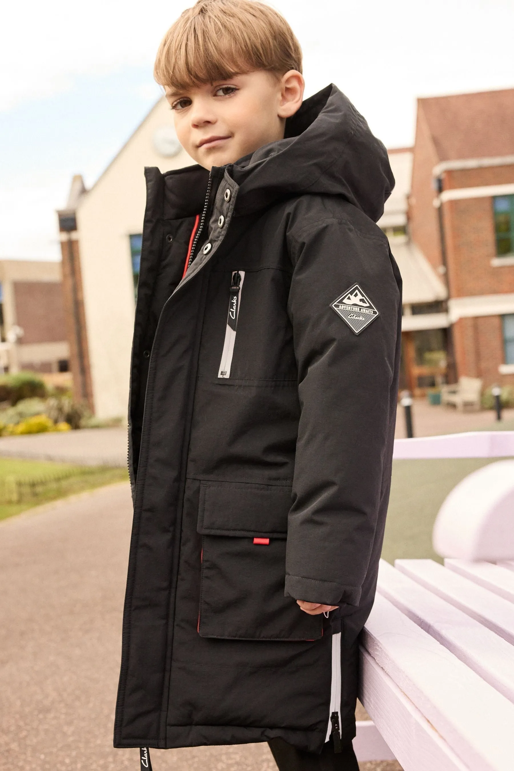 Boys' Black Waterproof Parka Coat by Clarks