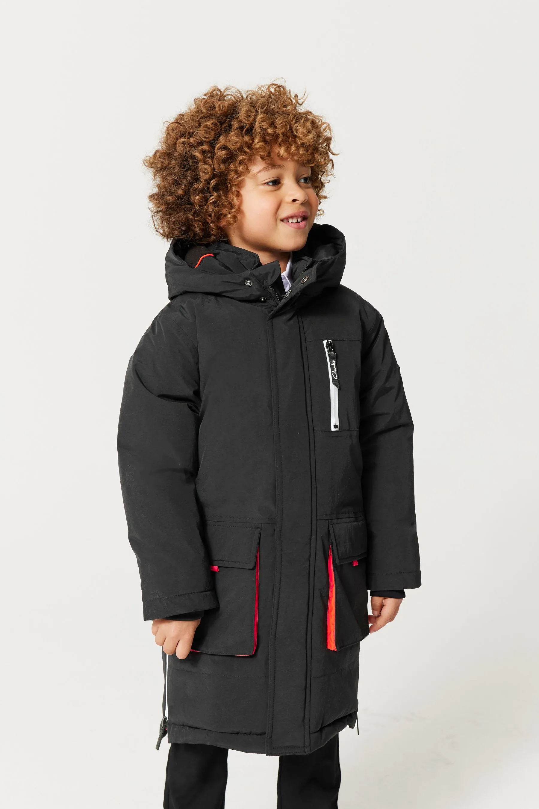 Boys' Black Waterproof Parka Coat by Clarks