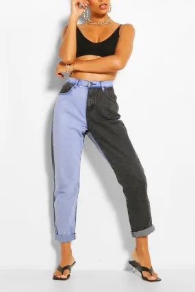 Contrast High Waisted Mom Jeans