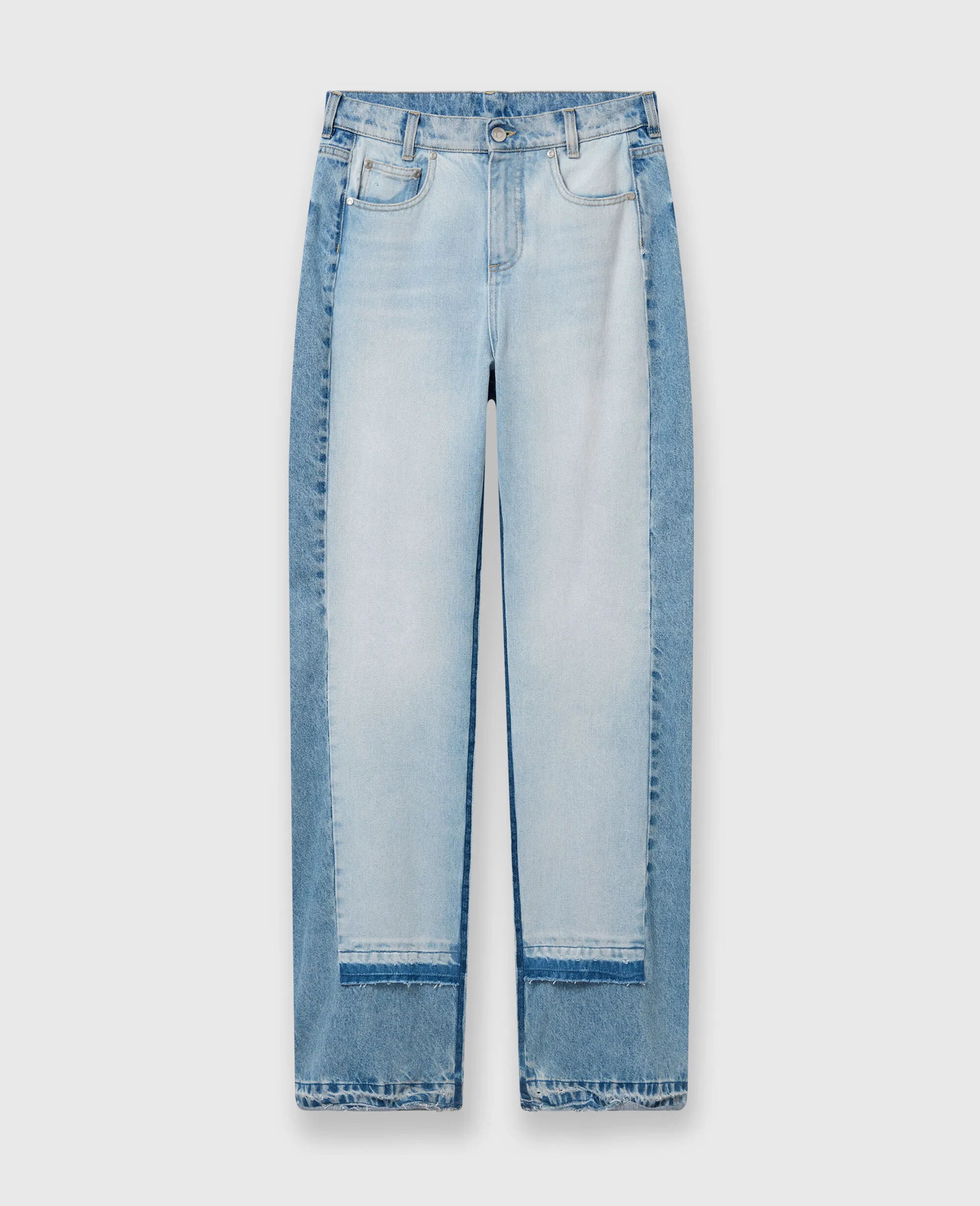 Contrast Panel Straight-Leg Jeans