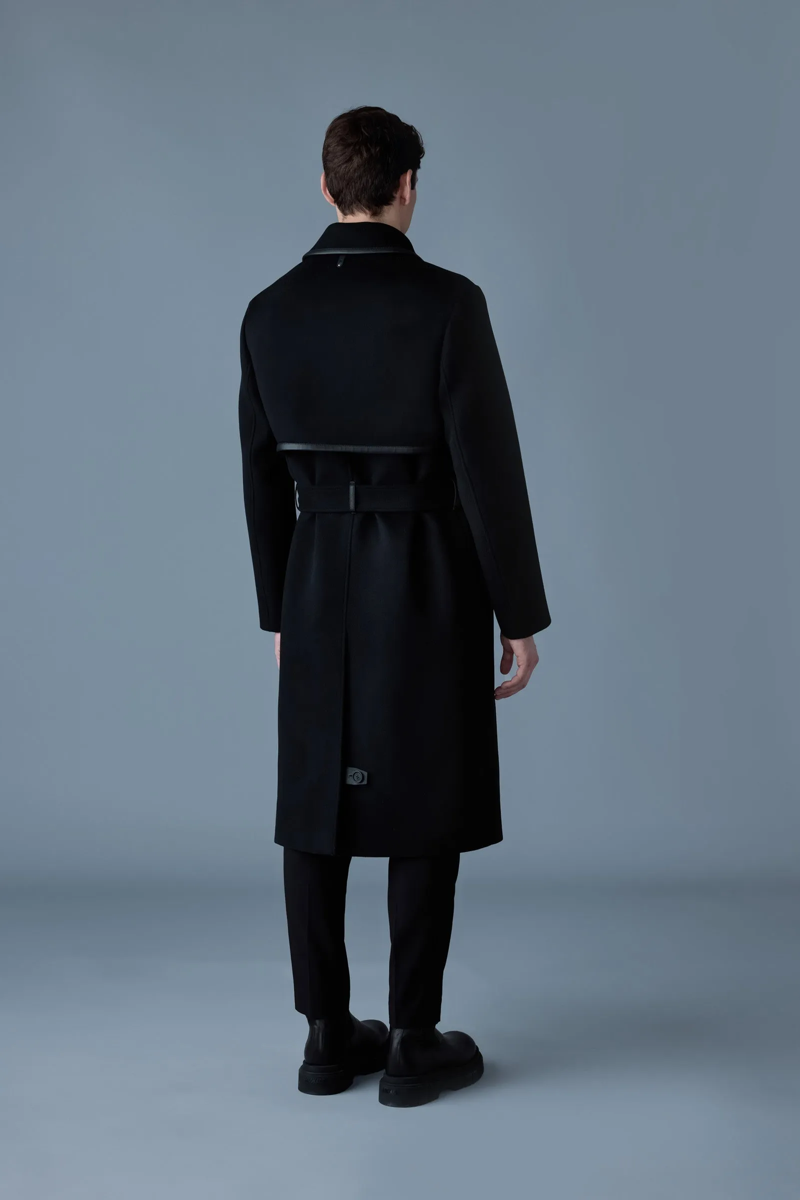 Corbin Wool Trench Coat with Leather Detail