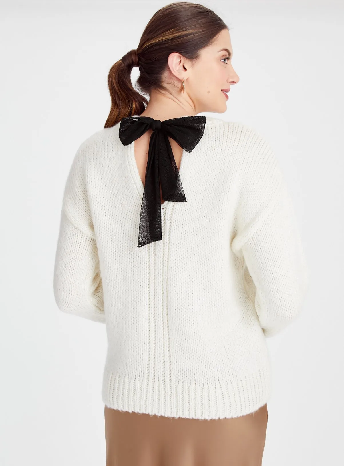 Cream Bow Back Jumper 20 - Shop Jumpers Online at Tu.