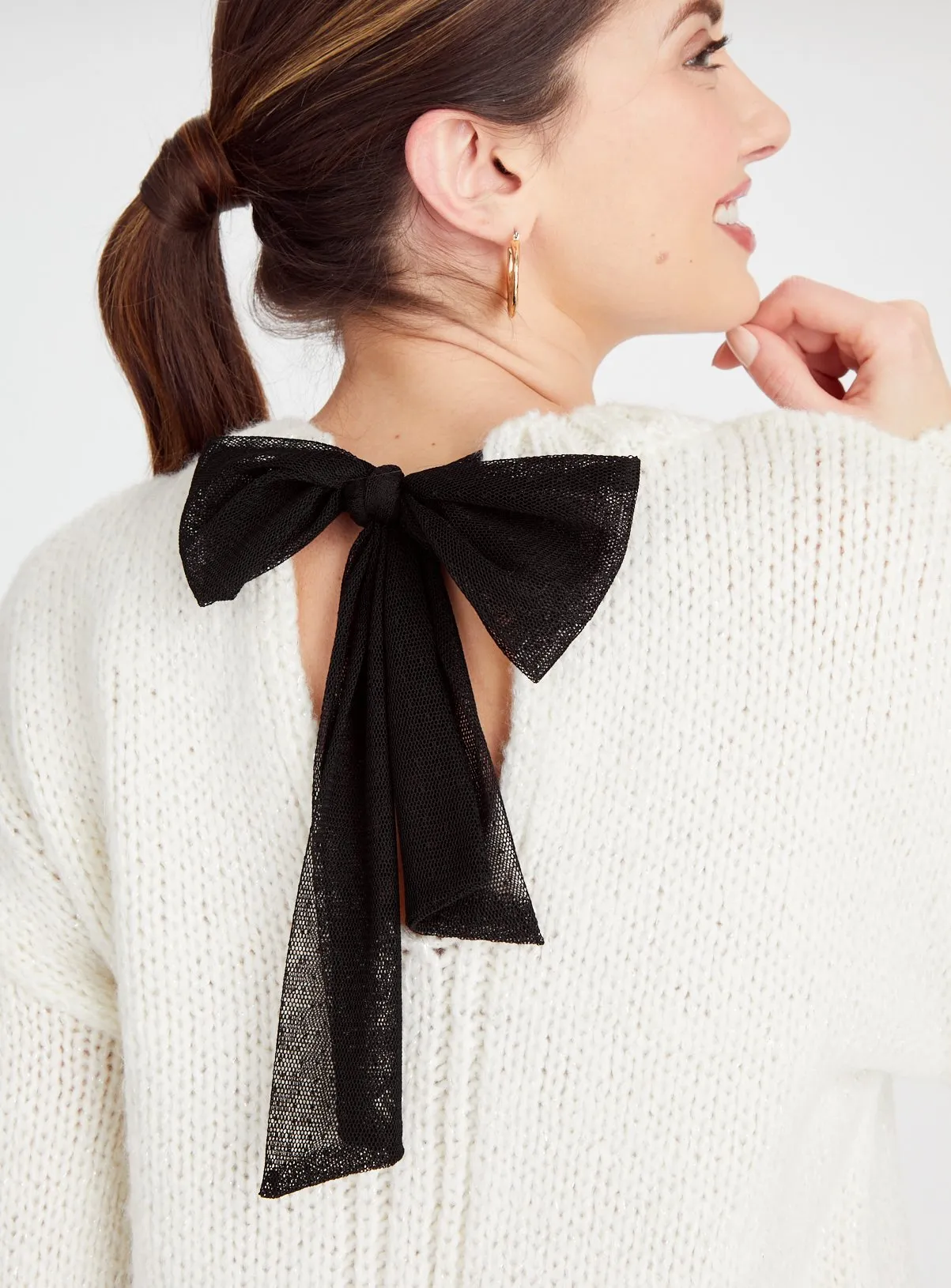 Cream Bow Back Jumper 20 - Shop Jumpers Online at Tu.