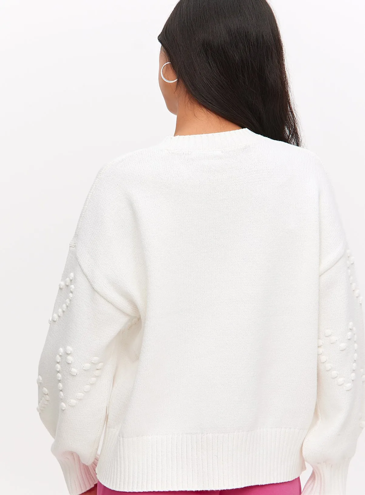 Cream Heart Bobble Textured Knitted Jumper 22 - Tu.