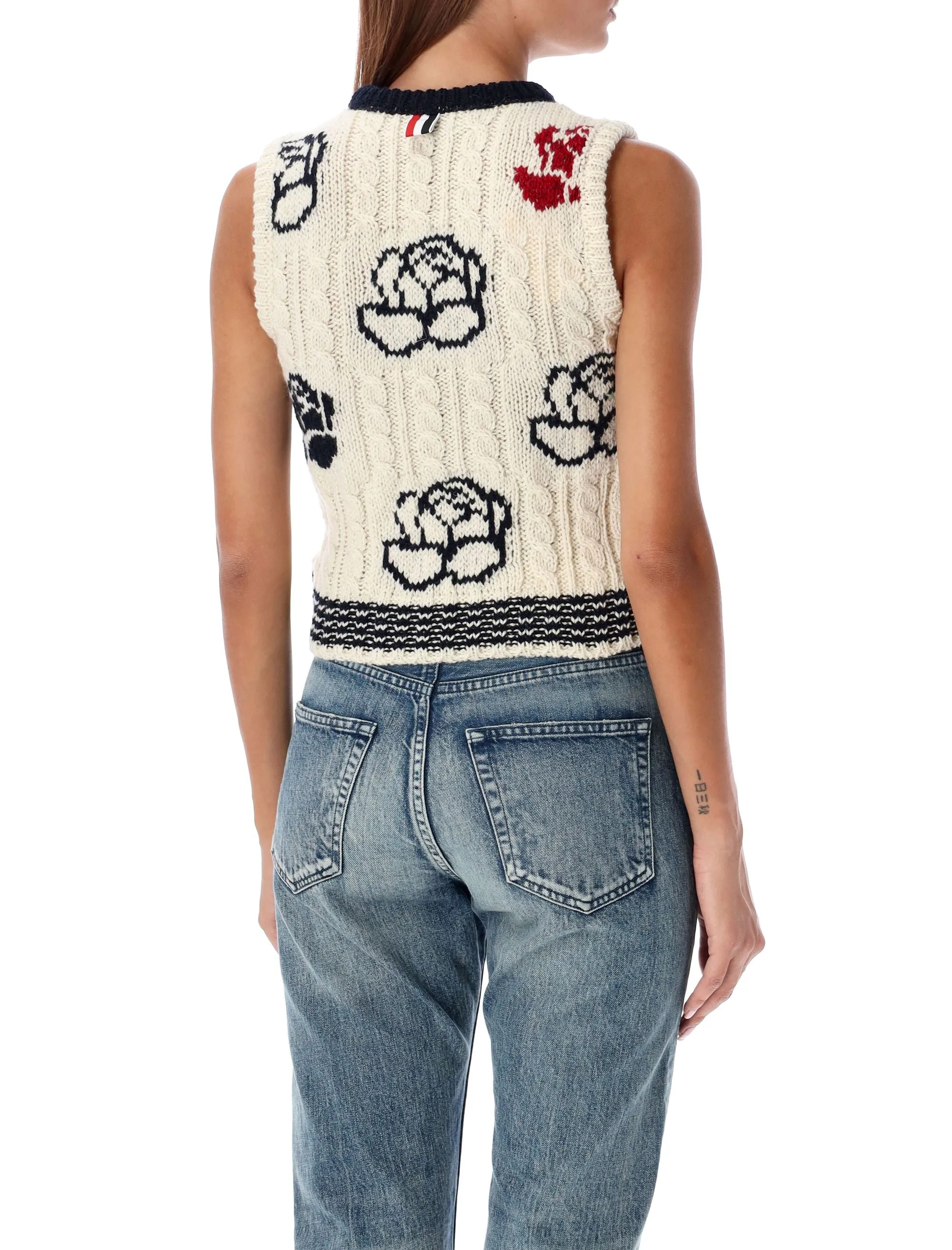 CROPPED ROSE INTARSIA KNIT