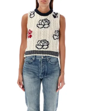 CROPPED ROSE INTARSIA KNIT