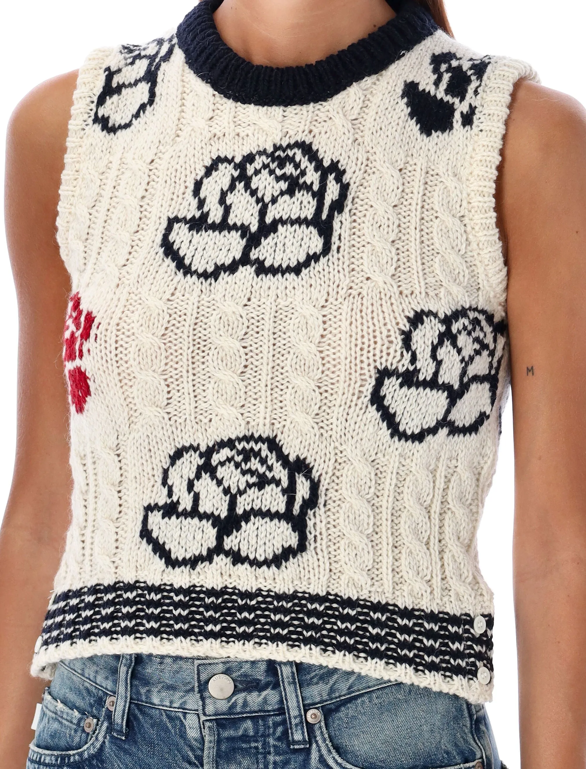 CROPPED ROSE INTARSIA KNIT