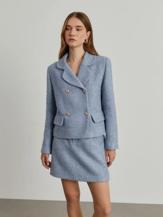 Crossover tweed blazer with pockets