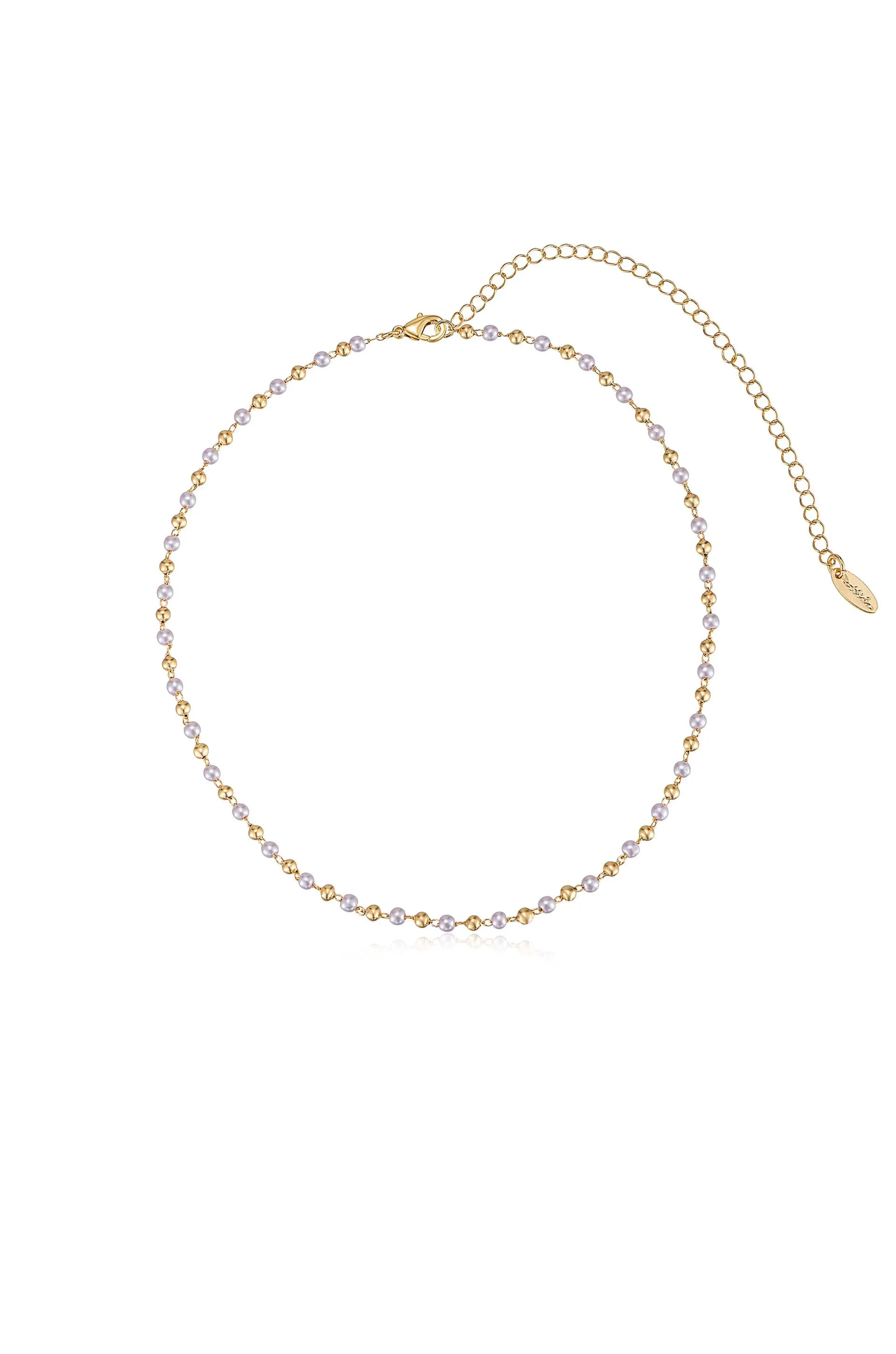 Crystal Spark and 18k Gold Plated Ball Chain Necklace Set