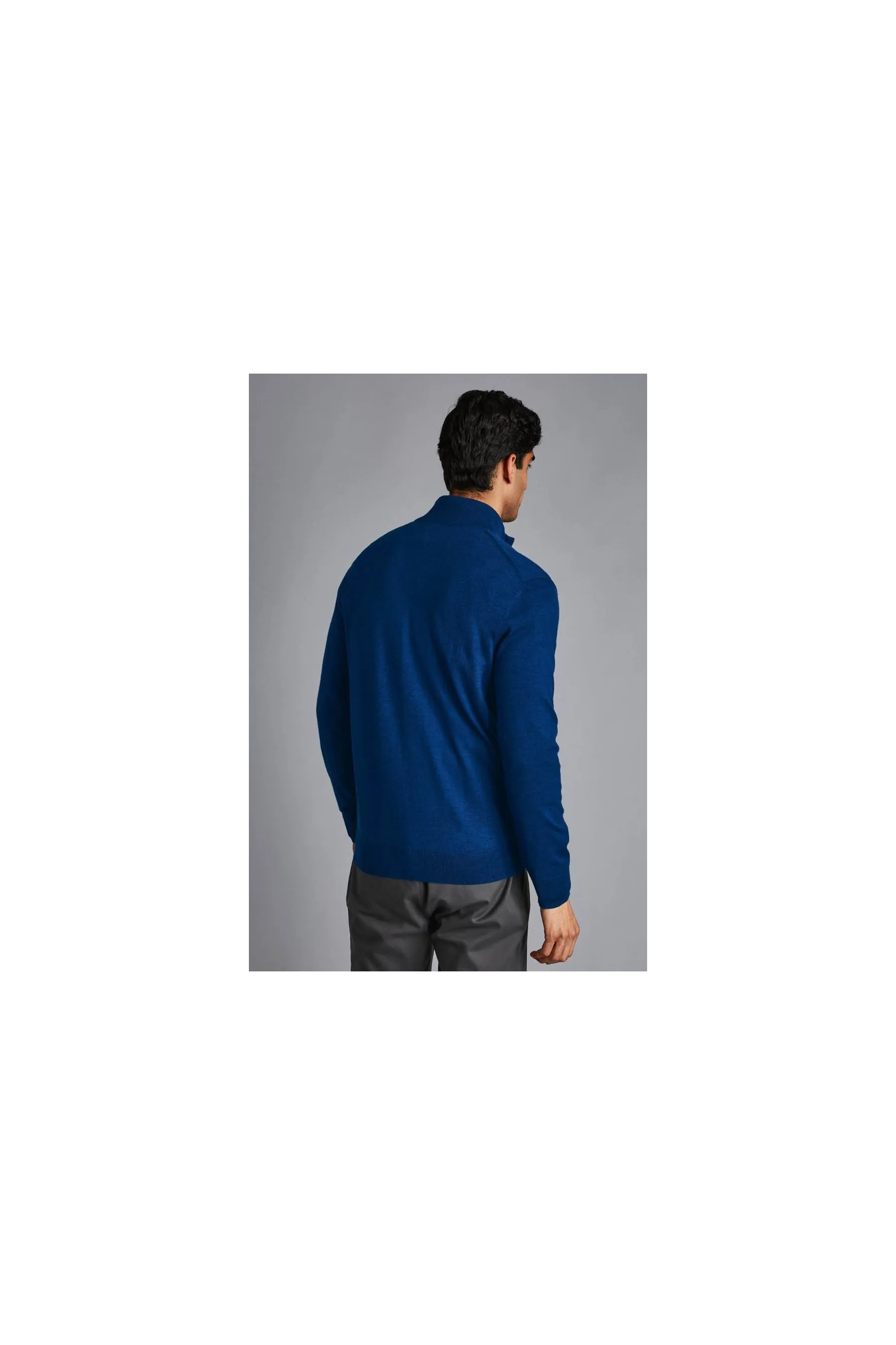 CT Royal Blue Merino Wool Zip Neck Jumper for Men - Stylish Zip Jumpers