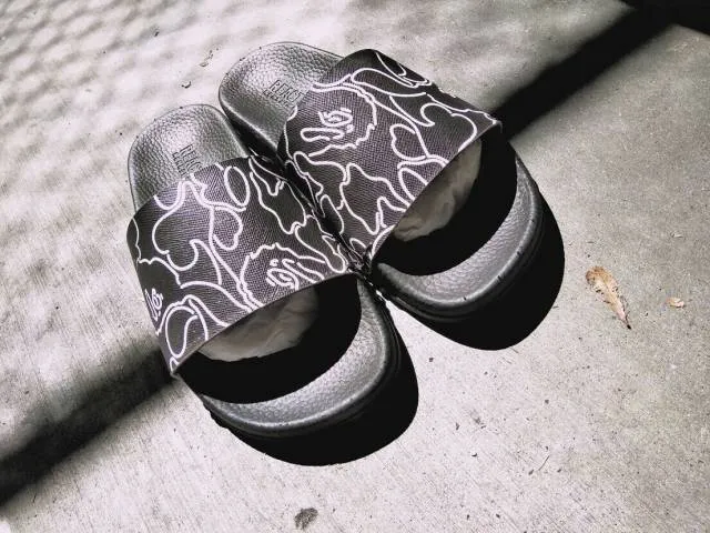 Custom Bape Slides " Upcycled bag