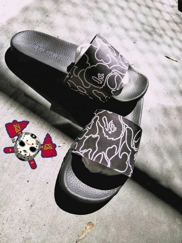 Custom Bape Slides " Upcycled bag