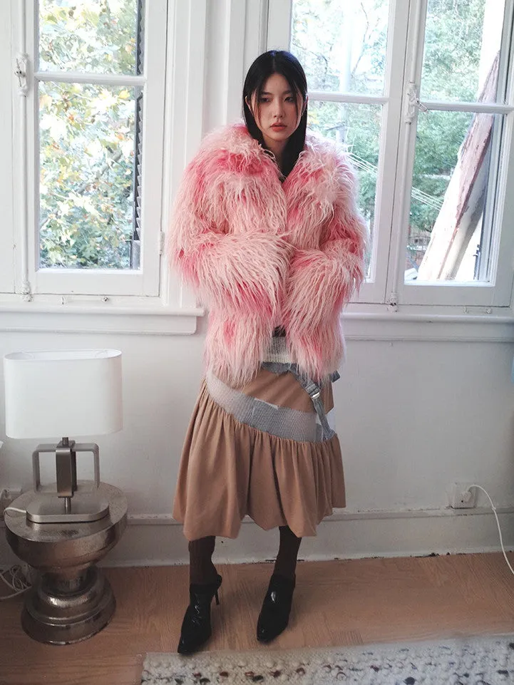 Cute Pink Luxury Volume Warm Fur-Jacket