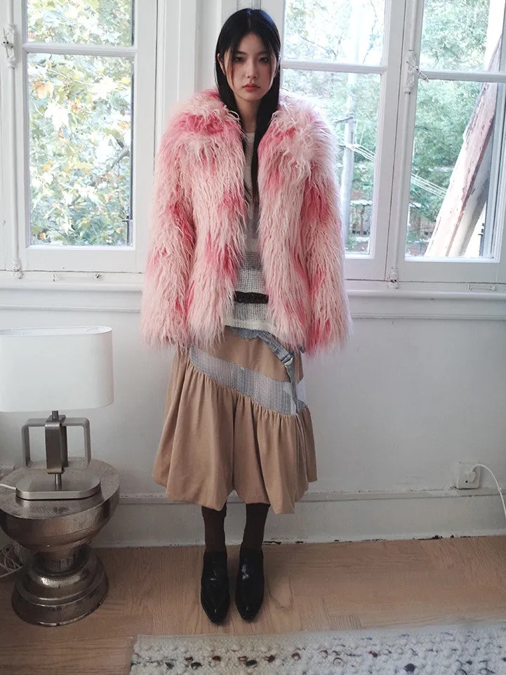 Cute Pink Luxury Volume Warm Fur-Jacket