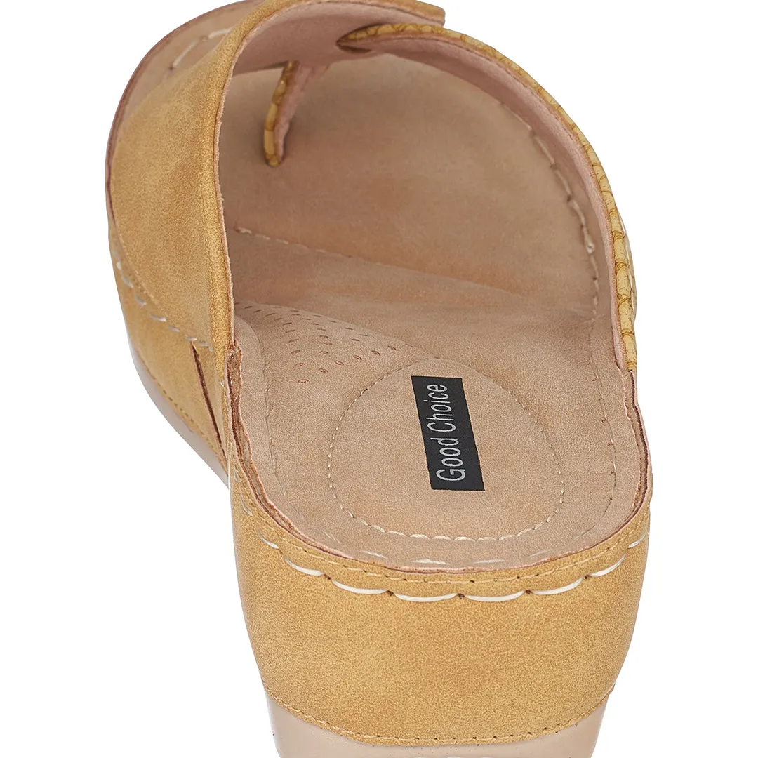 Dafni Yellow Wedge Sandals