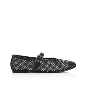 Damsel Diamante Mary-Jane Flat - Black