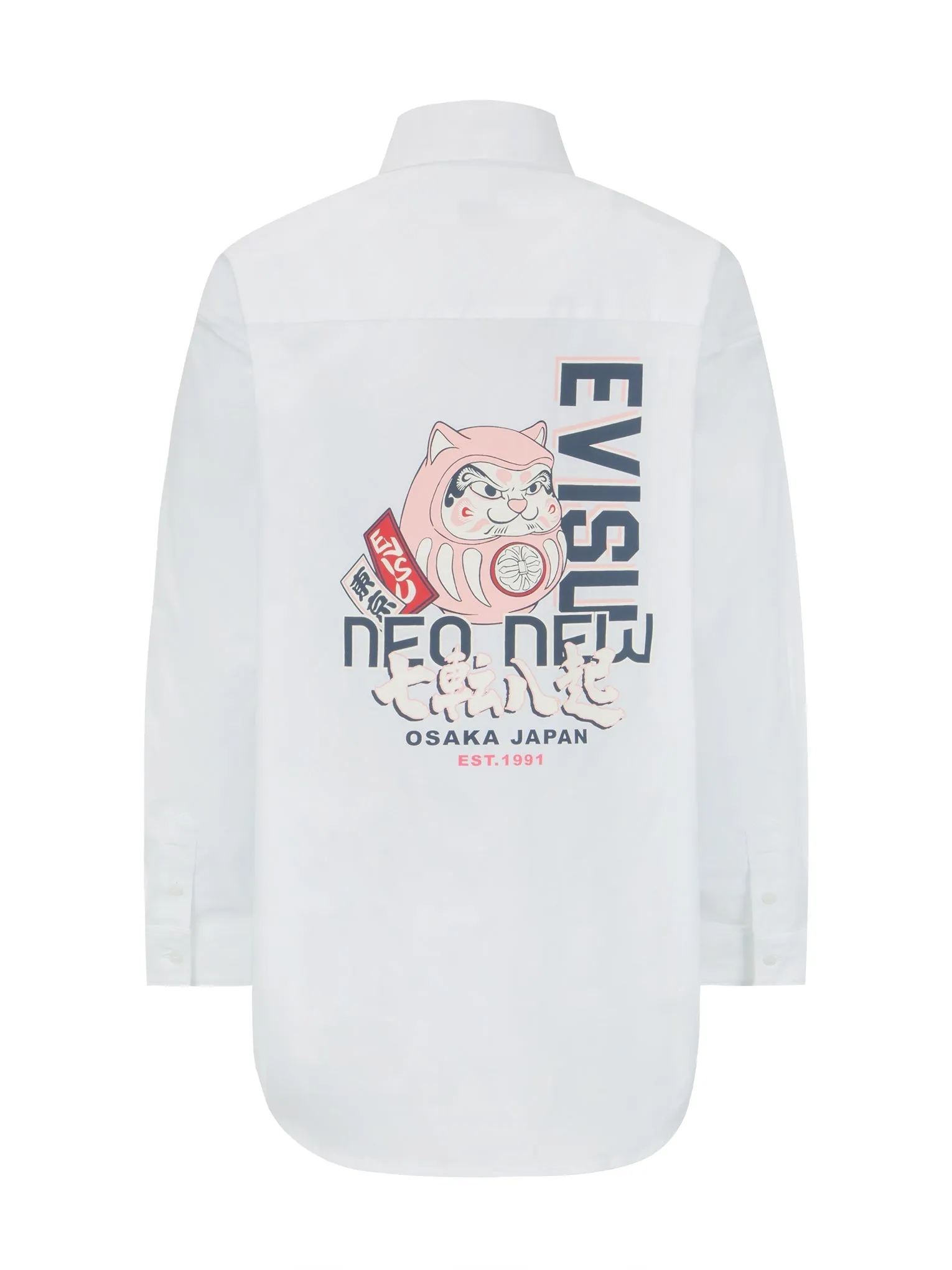 Daruma and Slogan Print Shirt Dress