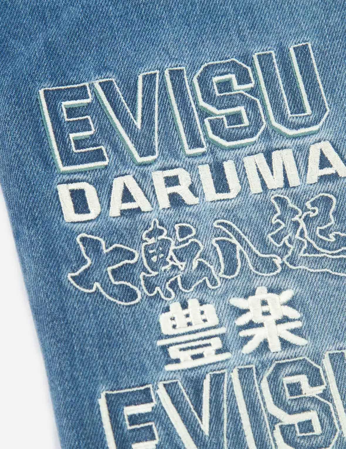 Daruma-pattern Seagull Print High-waist Loost Fit Jeans