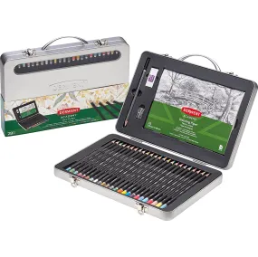 Derwent 28 Academy Coloured Pencils Set + Paper Pad Sharpener Eraser Tin Box