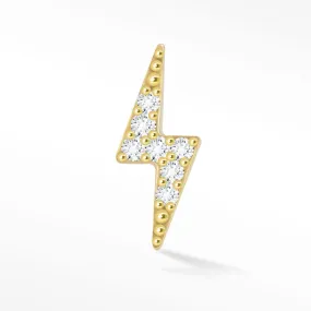 Yellow 14k Lightning Bolt Diamond Flat Back Earring