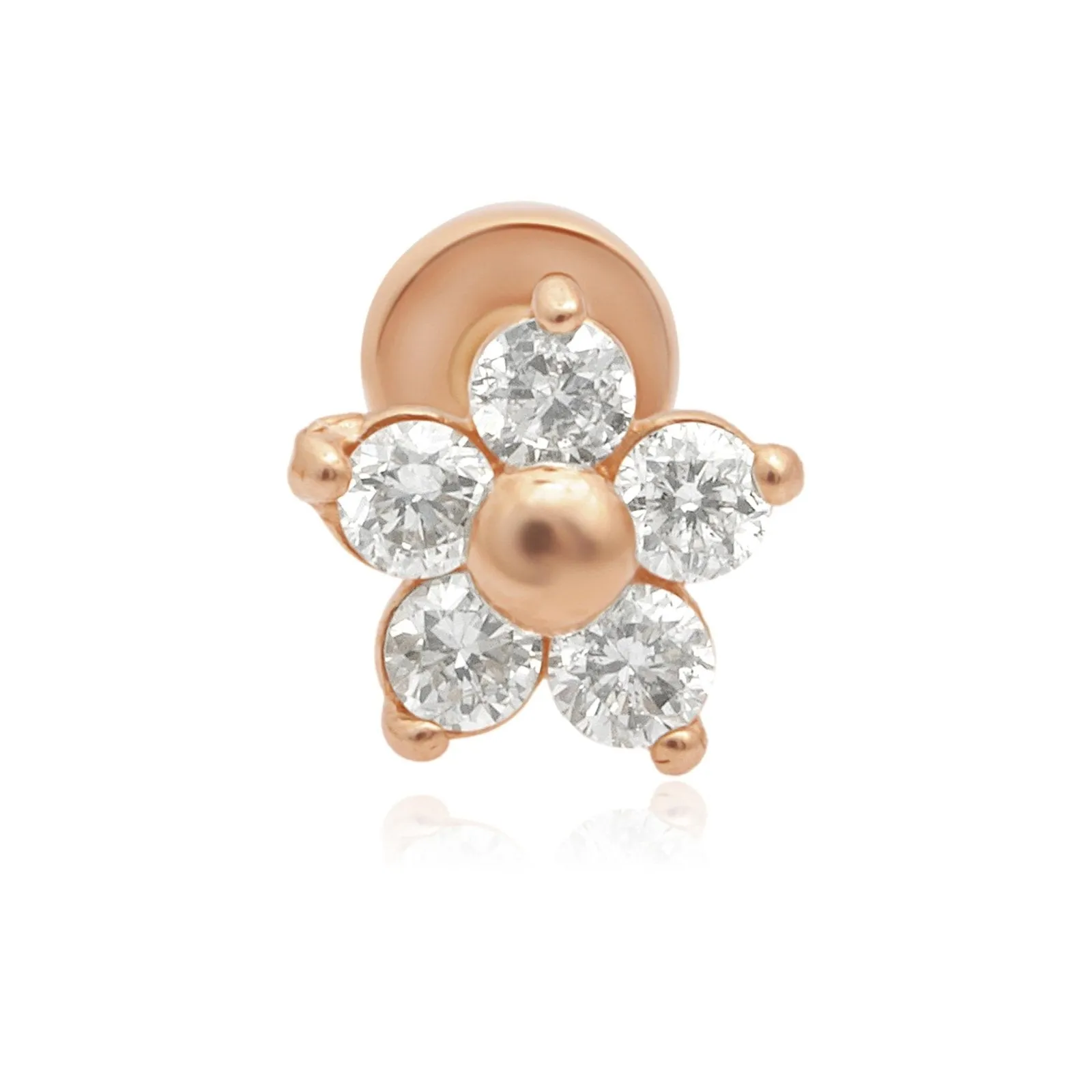 Diamond Flower Flat Stud