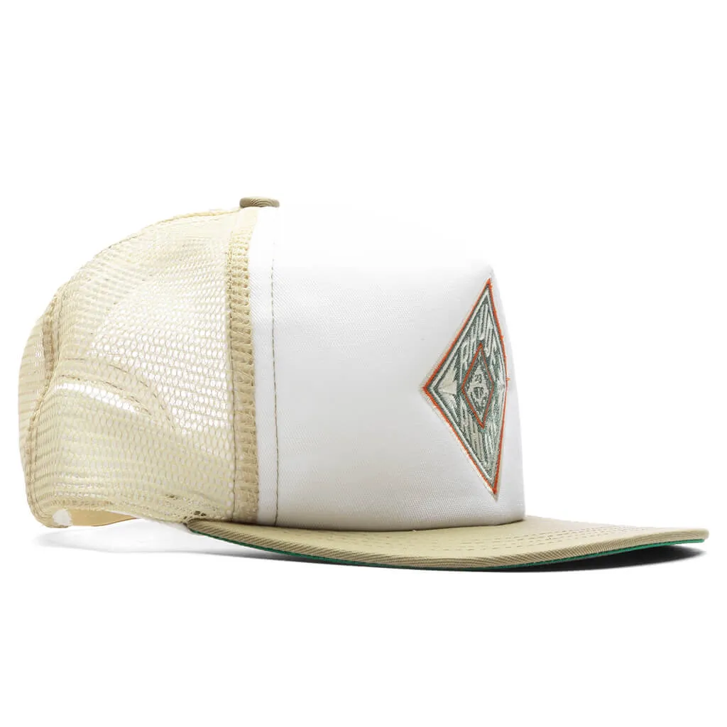 Tan and White Diamond Trucker Hat