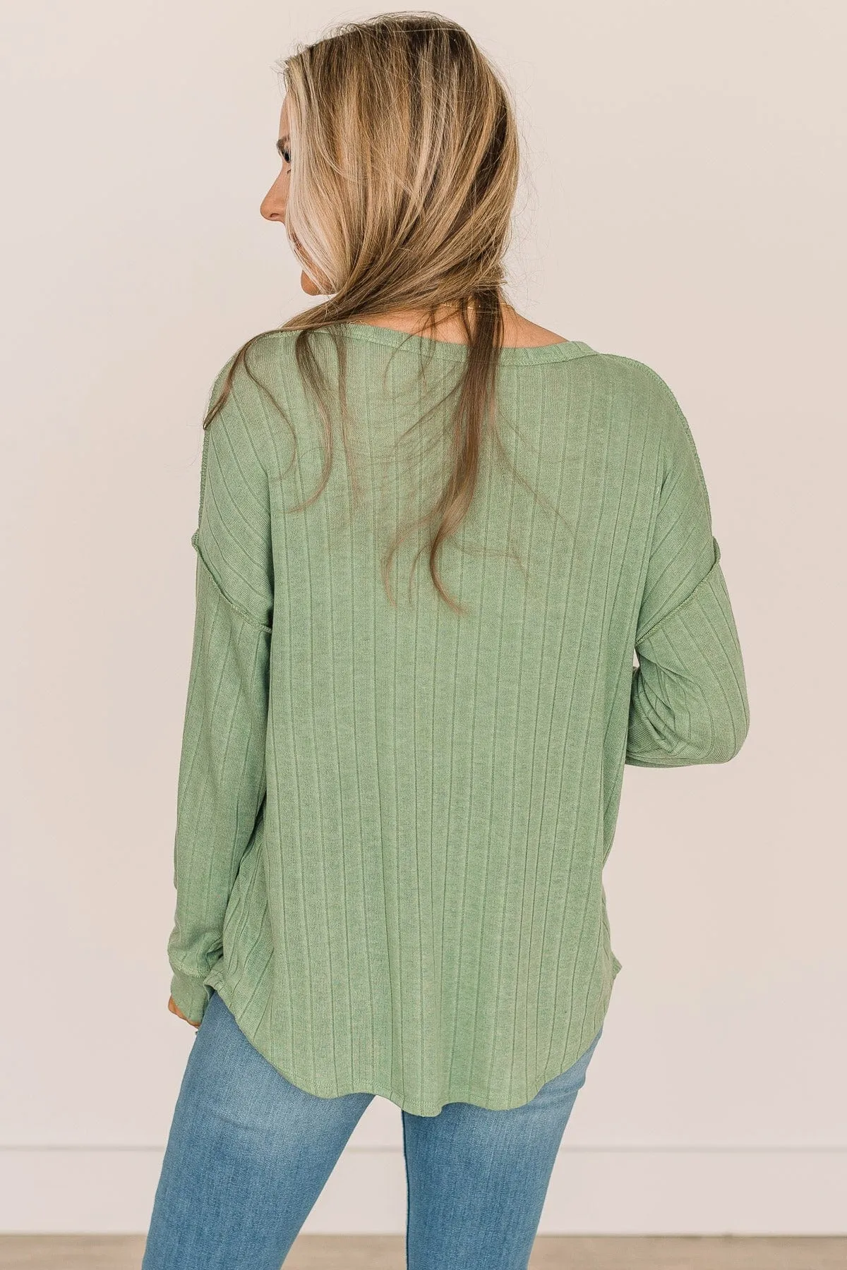 Green Button Knit Top