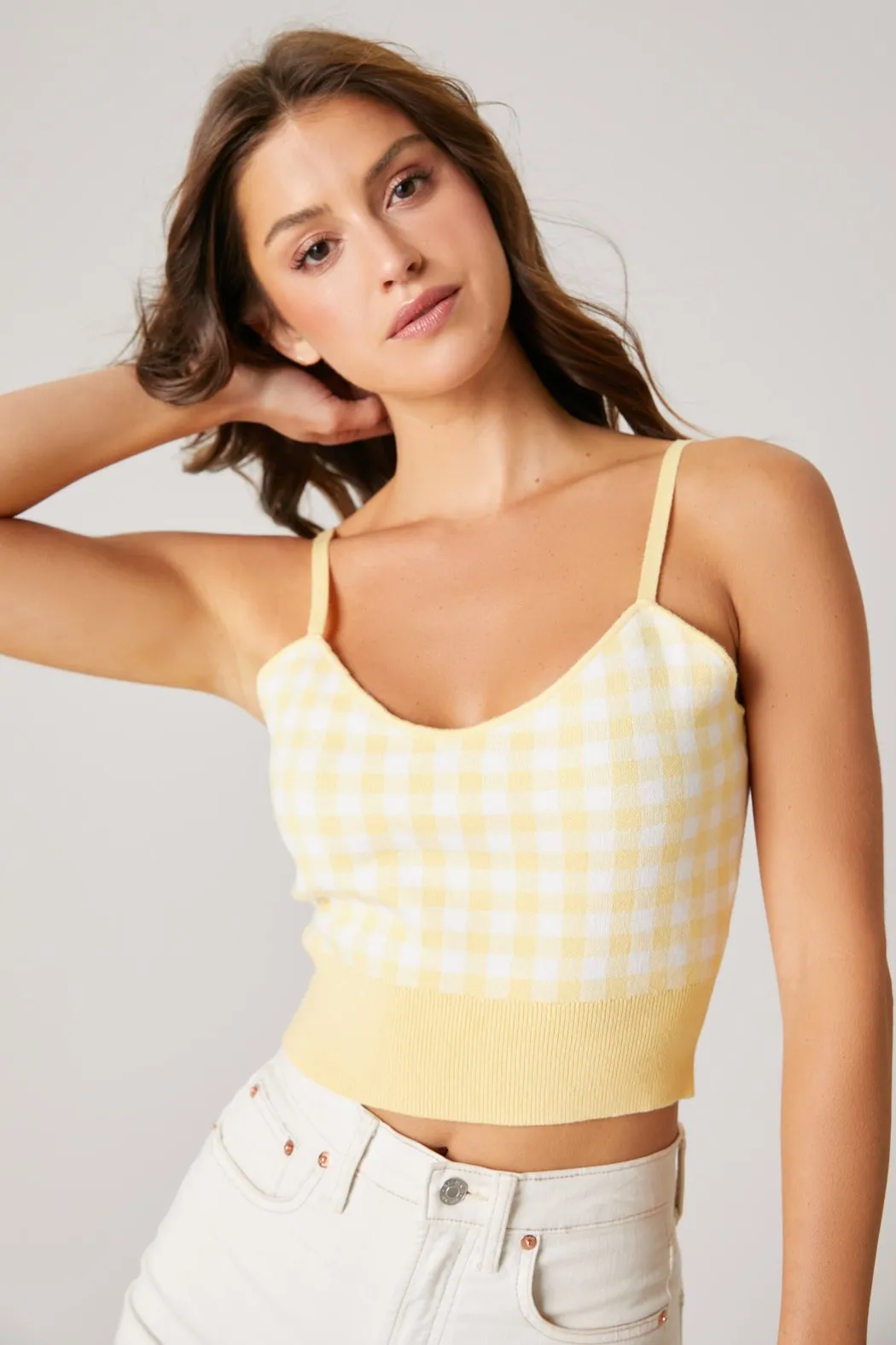 Dominika Gingham Knit Cami Top