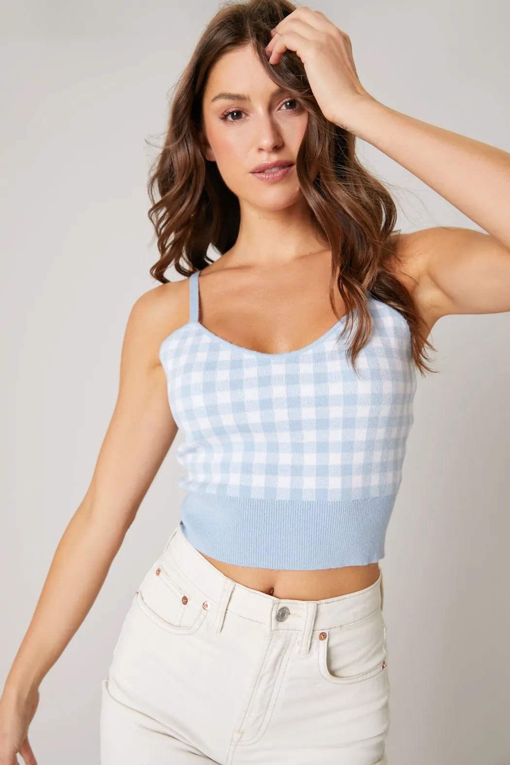 Dominika Gingham Knit Cami Top